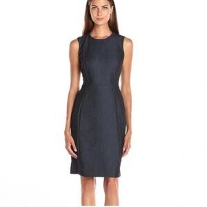 Calvin Klein Tencil Sheath sleeveless dress navy denim color size 12